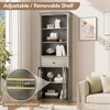 Slim 5-Tier Wooden Bookcase with 2 Glass Doors & Drawer,  Particle Board & MDF, for Bathroom, Entryway， - 3 of 4