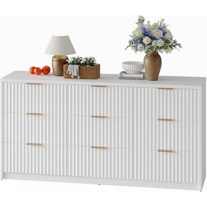 Coucheta Drawer for Bedroom, Wide Modern Chest of Drawers, Fluted Dresser for Living Room, with Metal Handles, for Bedroom Hallway Entryway - 1 of 1