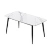 NicBex 55.12"/62.99"  Modern Artificial Stone Dining Table with Black Metal Leg for 6 People for Kitchen, Dining Room, Office - 4 of 4