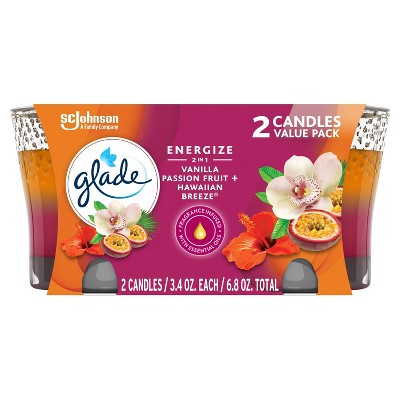 Glade 2in1 Two Pack Candles Hawaiian Breeze & Vanilla Passion Fruit - 6.8oz/2ct