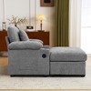 Modern Chaise Lounge with Ottoman, Cup Holders, USB Ports, Storage Armrests, Side pocket & Pillow, Lazy Accent Chair Cozy Sleeper Sofa Bed-ModernLuxe - 3 of 4