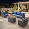 Buenhomino 5-Piece Patio Furniture Set with Fire Pit,Wicker Outdoor Swivel Rocker Chairs Patio Sofa for Backyard,Poolside,Deck,Gray Wicker - 2 of 4