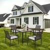 Ridstar All-Weather Outdoor Rattan 5-Piece Garden Dining Set with Rosewood Tabletop-Dark Brown - 4 of 4