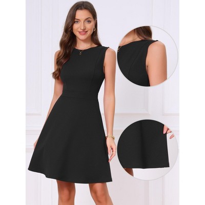 Женские платья INSPIRE CHIC Women Sleeveless Work Elegant Crew Neck A Line Church Business Casual Dress Small Black — фото 2