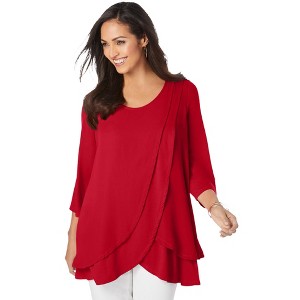 Jessica London Women's Plus Size Double Layer Tunic - 1 of 4