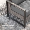Sonkuki Outdoor Wicker Patio 3-Seat Sofa, PE Rattan Conversation Set With All-Weather Cushions - 4 of 4