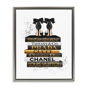 Stupell Industries Black Gold White Glam Bookstack, 17" x 21" - 1 of 4