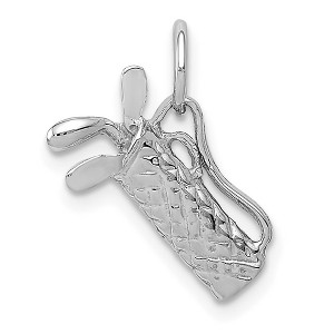 Black Bow Jewelry 14k White Gold Small 3D Golf Bag and Clubs Charm - 1 of 4
