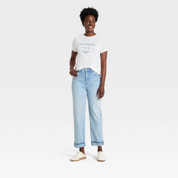 Jeans rectos cropped de tiro alto vintage para mujer - Universal Thread™ lavado claro 3