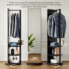 66"x14" Full Length Mirror with Storage, Multifunctional Solid Wood Frame Rotating Mirror Stand with Coat Rack, Hooks and Shelves - Cuddlewood - 3 of 4