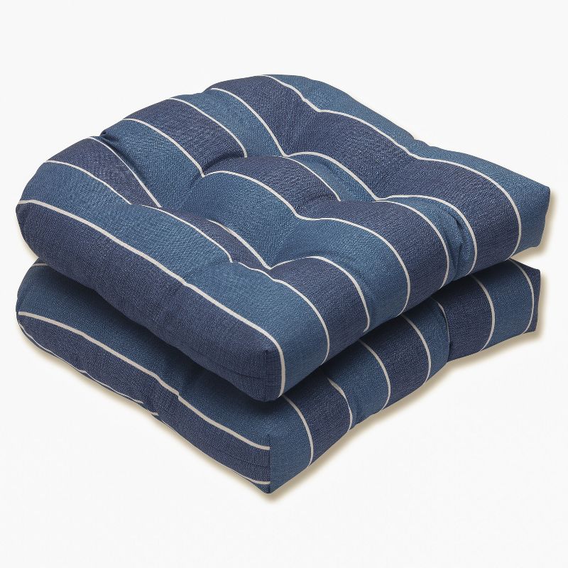 Wickenburg 2-Piece Outdoor Wicker Seat Cushion Set - Blue - Pillow Perfect, 1 of 5
