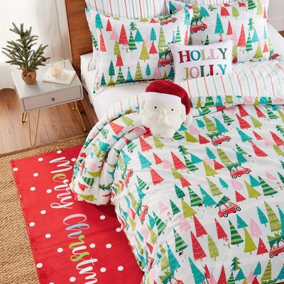 Holly Jolly Multicolor Cotton King/Cal King Duvet Cover Set