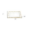 HomeRoots 14" Clear and Gold Bubble Glass Scalloped Rim Rectangular Tray - 3 of 4