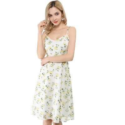 Allegra K Women's Summer Spaghetti Strap Smocked Floral A-line Sundress ...