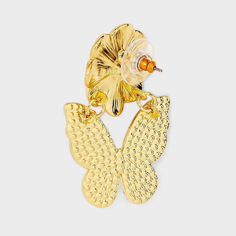 SUGARFIX by BaubleBar Butterfly and Flower Statement Earrings - Gold, 2 of 5
