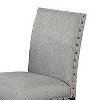 Royal Hampton 24 Inch Counter Height Chairs, Set of 2, Nailhead Trim, Gray Fabric, Black Wood - 4 of 4