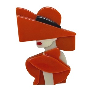 Wrapables Acrylic Fashion Brooch Pin for Sweaters, Coats, Scarves, and Bags, Lady in Red - 1 of 3