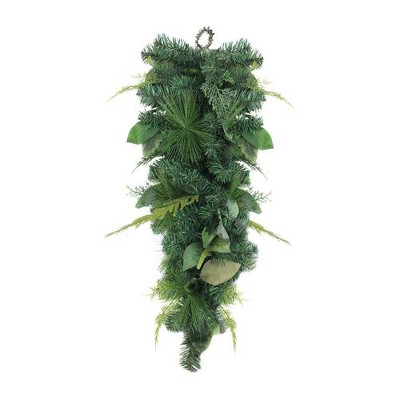 Northlight 30" Unlit Green Foliage Christmas Teardrop Swag