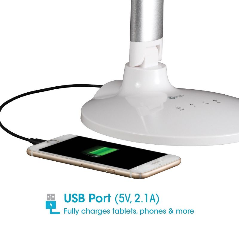 Command Desk Lamp Voice USB (Includes LED Light Bulb) White - OttLite, 5 of 7