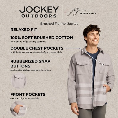 Jockey Outdoors by Luke Bryan Men's 100% Cotton Heavyweight Flannel Shirt Jacket L Blue — фото 3