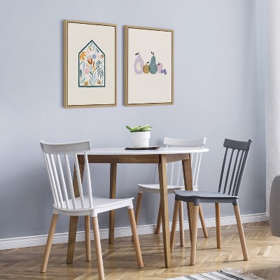 Natural Floral House Framed Canvas Print, 18x24