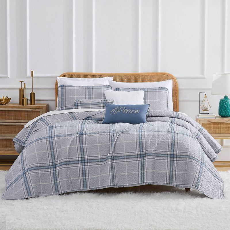 Southshore Fine Living Vilano Plaid Oversized 6-Piece Quilt Bedding Set with coordinating shams, 5 of 7