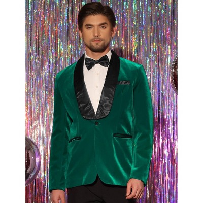 Lars Amadeus Men's Shawl Lapel Business Wedding Velvet Tuxedo Blazers Green X Large — фото 2