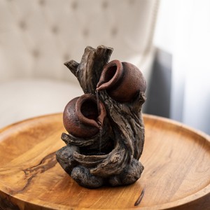 Nature Spring Tabletop Water Fountain - 9in. Rustic Tree Trunk Indoor Waterfall, Electric Pump & Soothing Sounds for Office & Home Decor - 1 of 4