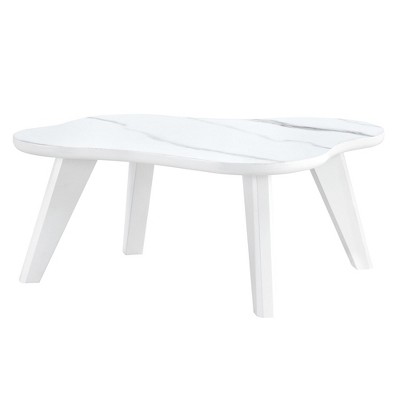 NicBex Cloud Shape Coffee Table with Imitation Marble/Wood Tabletop for Living Room,Dining Room,Bedroom