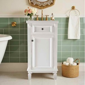 MAYEERTY Bathroom Dressing Table with Basin Door Cabinet Independent Storage Cabinet Sink Set No Mirror Faucet - 1 of 4