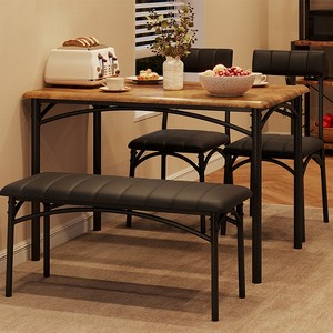 Dining Table Set for 4, Small Dining Table Set with Upholstered Bench and 2 Chairs, Kitchen Table and Chairs for 4, for Small Space - 1 of 4