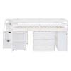 TiramisuBest Full Size Loft Bed with Retractable Writing Desk and 3 Drawers,Wooden Loft Bed with Storage Stairs and Shelves,Gray - 3 of 4