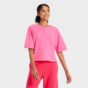 Women's Slub Boxy Short Sleeve Top - JoyLab™ - 1 of 3