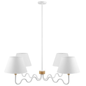 Modway Sunlit Squiggle Pendant Light – 4-Light Mid-Century Modern Chandelier with Sculptural Arms in Natural White Finish - 1 of 4