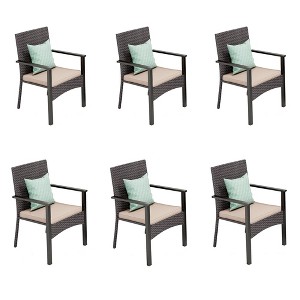 Captiva Designs Outdoor Patio All-weather Wicker Dining Chairs with Thick Cushion - 1 of 4