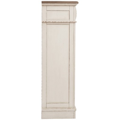 Charming Cottage White 5-Drawer Chest with Distressed Wood Top