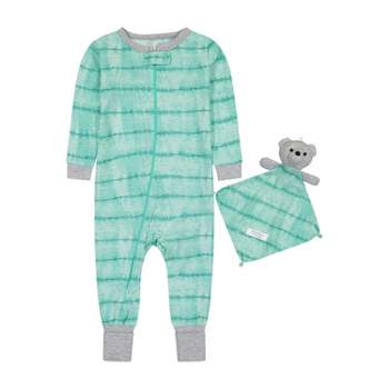 Sleep On It Infant Boys Long Sleeve Super Soft Snuggle Jersey Zip-Up Coverall Pajama with Matching Blankey Buddy