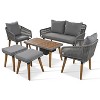 Kiki 6-Piece Woven Rope Patio Conversation Set with Acacia Wood Cool Bar Table, Outdoor Furniture with 2 Stools - Maison Boucle - 3 of 4