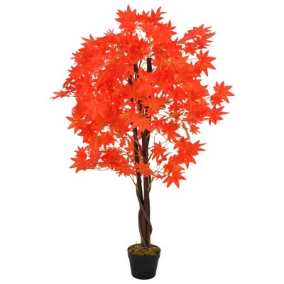 vidaXL Fake Plant Red, Brown Plastic, Polyester, Wood Medium