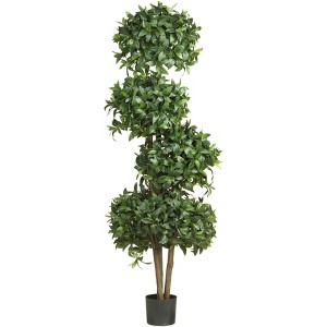 Nearly Natural 69-in Sweet Bay Topiary with 4 Balls Silk Tree - 1 of 4