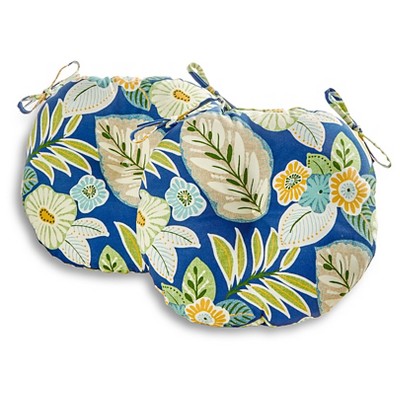 Set of Two 18" Marlow Floral Outdoor Bistro Chair Cushions - Kensington Garden
