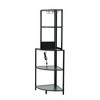 Runesay Black 5 Tier Narrow Bookshelf with USB Plug and Glass Holder, Tall Standing Shelf for Wall Corner - 4 of 4