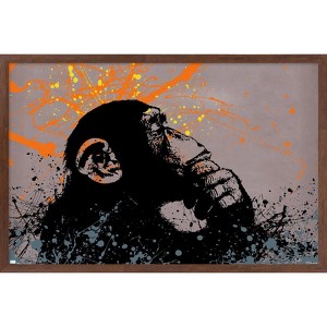 Trends International Thinker Monkey - The Graffiti Collection Framed Wall Poster Prints - 1 of 4
