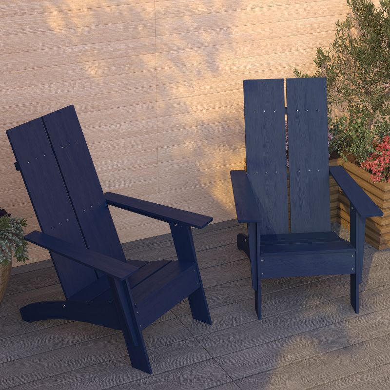 Merrick Lane Set of 2 Modern All-Weather Poly Resin Wood Adirondack Chairs, 6 of 18