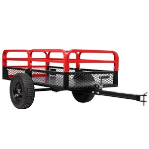 Heavy-Duty Steel Dump Car -15 Cubic Feet Garden Utility Trailer with Removable Sides,Hand-Pull or Foot Pedal Dumping for ATVs,Lawn Mowers - 1 of 4