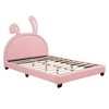 CAVINAS Twin/Full Size Upholstered Leather Platform Bed with Rabbit Headboard,Wooden Bed Frame for Kids Room,Bedroom - 4 of 4