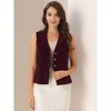Allegra K Women's Velvet Sleeveless Button Down Lapel V Neck Suit Vests - 3 of 4