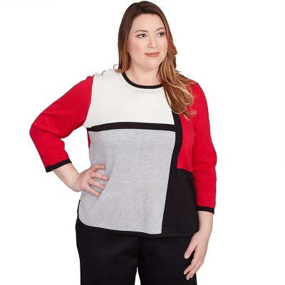 Alfred Dunner Women's Colorblock Long Sleeve Sweater