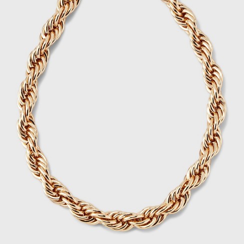 14K Yellow Gold Rope Chain Necklace Extender Clasp