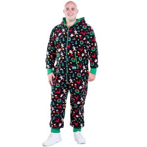 Tipsy Elves Cookie Cutter Jumpsuit - Cozy Christmas One-Piece Gingerbread Man Pajamas for Men and Women - 1 of 3